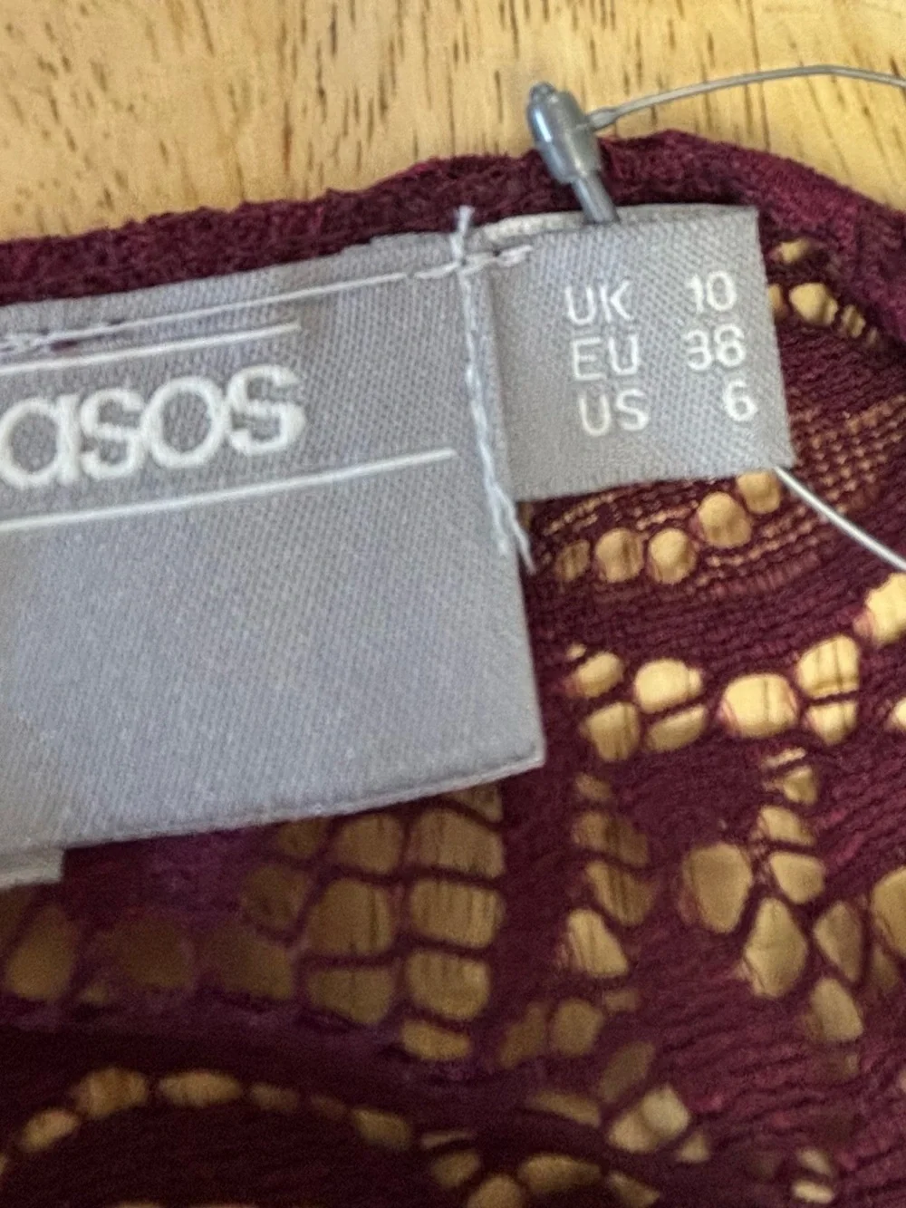 NWT ASOS Burgundy Lace Trumpet Mermaid Bodycon Midi Wedding Cocktail Dress Sz 6